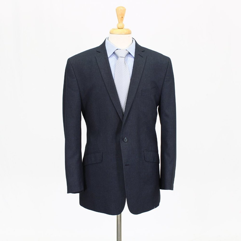 Kenneth Cole 40S Navy Solid 2-Button Sport Coat Blazer Jacket W091